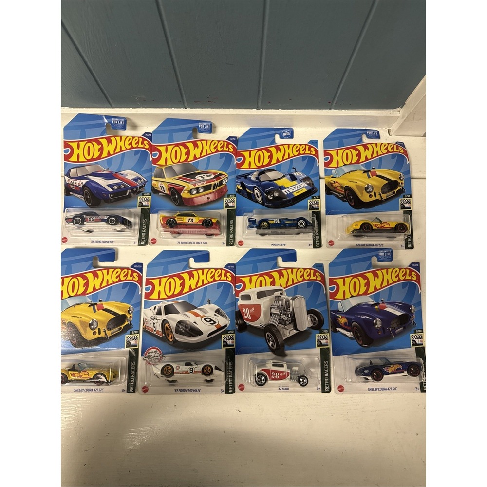 HOT WHEELS Lot Of 8 FACTORY FRESH Retro BMW Mazda‎ Ford Shelby Cobra Corvette